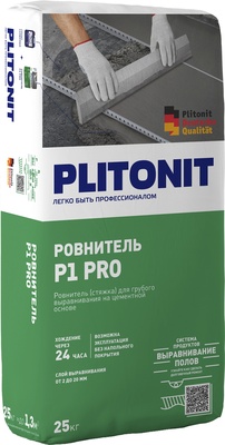 ПЛИТОНИТ Р1-PRO Ровнитель (стяжка) для грубого выравнивания на цементной основе (10-50мм) (25кг)