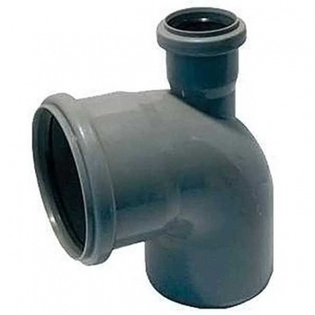 Отвод  канализационный 110х87,5° выход 50 фрон-вверх серый*