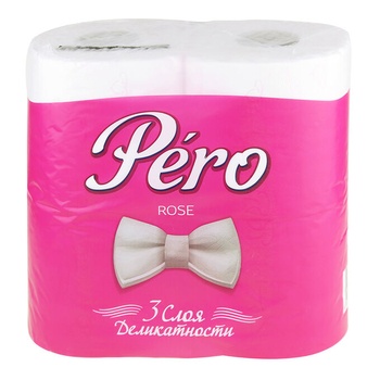 Туалетная бумага PERO ROSE 3сл 4рул 16,3м белый цв. прокрасом (6743)