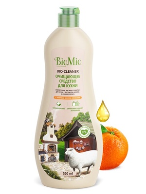 Антибактериальный чистящий крем д/кухни BioMio BIO-KITCHEN CLEANER с масломАПЕЛЬСИНА,0,5л Синергетик
