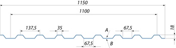 Профлист МП-20 1100/1150 х 2000 мм ОЦ толщ лист. 0,70мм высота волны 18 мм