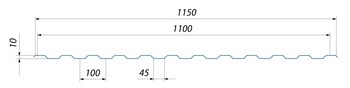 Профлист Ссм-10 1100/1150 х 2000 мм ОЦ толщ лист. 0,55мм высота волны 10 мм