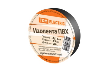 Изолента ПВХ 0,13х15мм Черная 20 метров TDM (10/240)