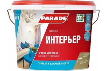 Краска PARADE W3 акриловая интерьер База А 9л