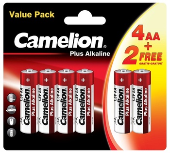 Camelion Элемент питания LR6  Plus Alkaline 4+2 (4+2LR6-BP, батарейка,1.5В)