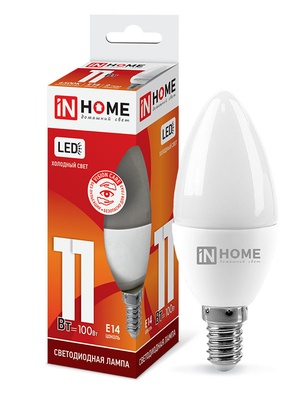 Лампа светодиодная LED-Свеча-VC 11 Вт 230В Е14 6500К 990Лм IN HOME