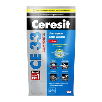Ceresit Затирка CE 33 comfort Серый №07 5кг (шов 1-6мм)