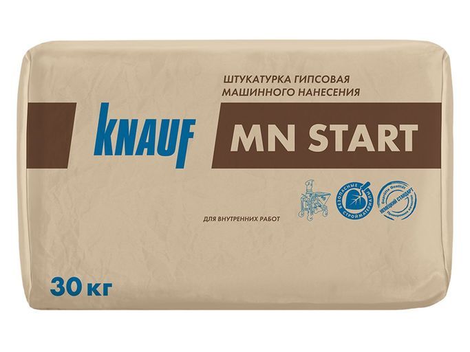 КНАУФ МН-СТАРТ Штукатурка гипсовая (машинного нанесения) 10-30мм (30кг) (40меш. в поддоне) (фото 1)